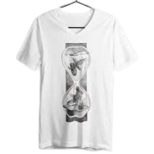 Printed Pattern V-Neck Short Sleeves Casual Men's T-Shirts - Cotton Blend, Size XXL, White Color | Relaxed Fit with Stylish Graphic Print