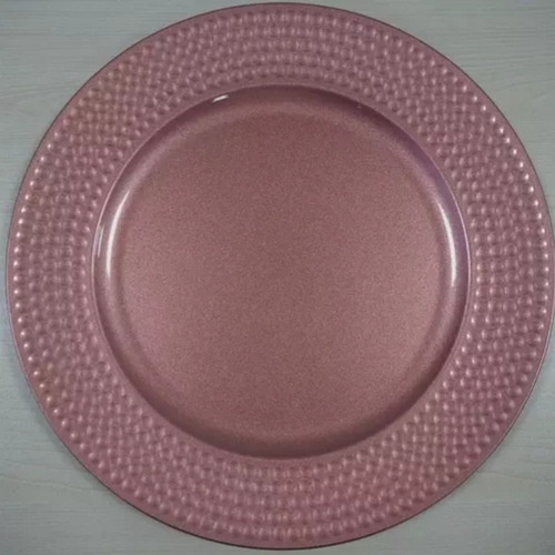 Round Rose Gold Plated Iron Charger Plate For Wedding, Restaurant, Hotel, Home And Table Decoration Size: 12"