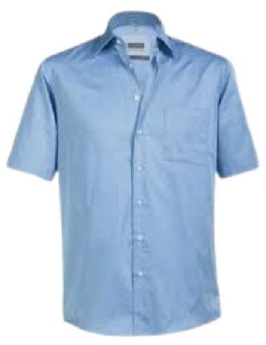 Short Sleeve Straight Collar Plain Pattern Cotton Men'S Shirts Chest Size: 21.5 Inch