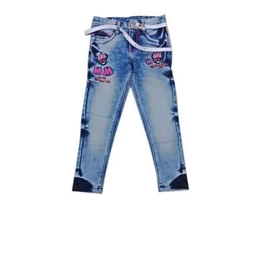 Stylish Comfortable Button Closure Printed Stretchable Denim Jeans For Kinds