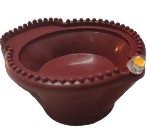 Brown 5 Inch Round Plain Plastic Led Diya For Festi Purposes