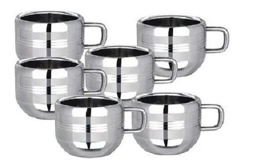 Silver 50 Ml Capacity Round Plain Polished Stainless Steel Double Wall Cups