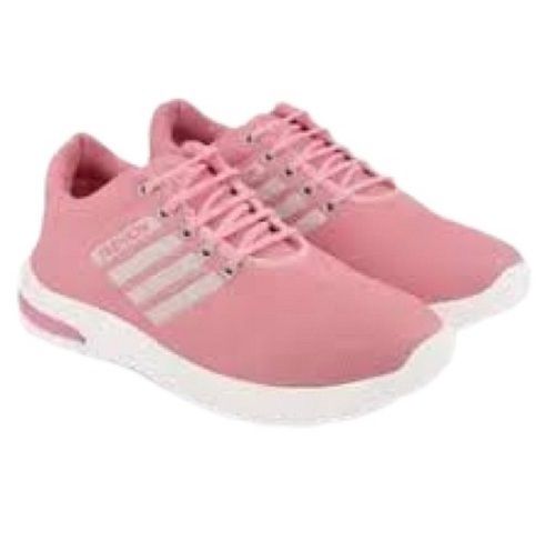 Pink With White 8 Size Ladies Rubber Cotton Lining Running Sports Shoes