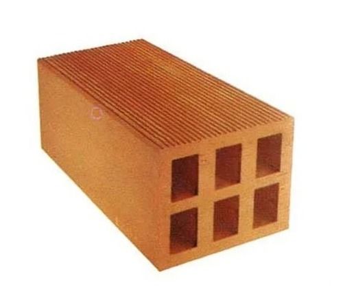 Red 80.3 Mm Thick Solid Rectangular Hollow Clay Brick For Construction Use