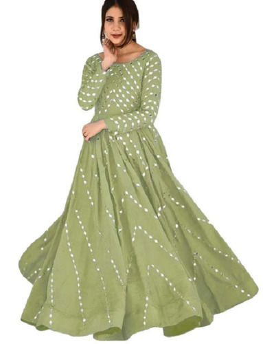 Beautiful Green Hue Art Silk Ladies Fancy Gown Bust Size: 26 To 34 Inch Inch (In)