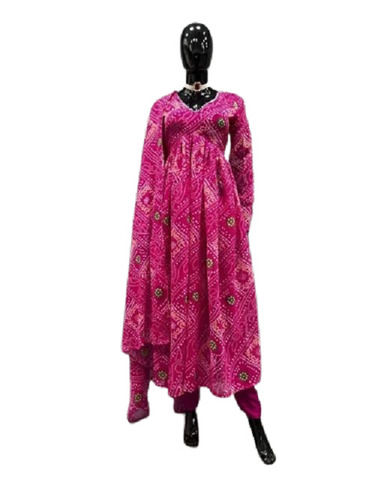 Full Sleeves Printed Lace Closure Indian Wear Cotton Ladies Designer Suit