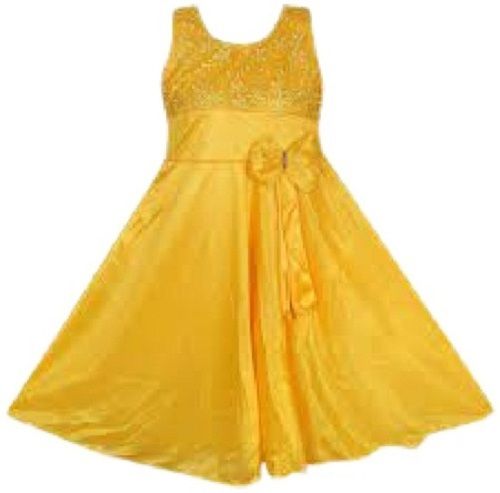 Kids Embroider Sleeveless Silk Party Wear Girls Frock  Bust Size: 11 Inch (In)