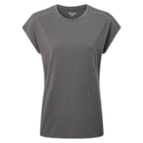 Grey Ladies Round Neck Short Sleeve Plain Cotton T Shirts