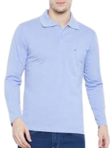 Mens Long Sleeve Polo Neck Light Blue T-Shirt Gender: Male