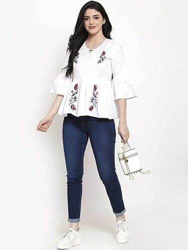 Multi-Color Casual Wear Fancy Designer Printed Girls Tops