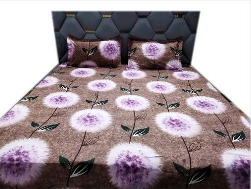 Brown & Pink Silk Skin Friendly Printed Attractive Full Sized Bedsheet With 2 Pillow Cover