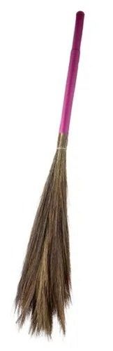 Pink And Brown 3.5 Foot 320 Grams Plastic Handle Soft Grass Cleaning Broom