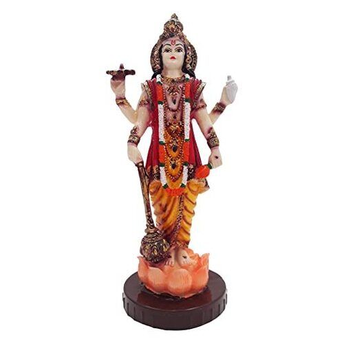 Scratch Resistant 9 Inch Polished Finished Handmade Religious Polyresin Lord Vishnu God Statue