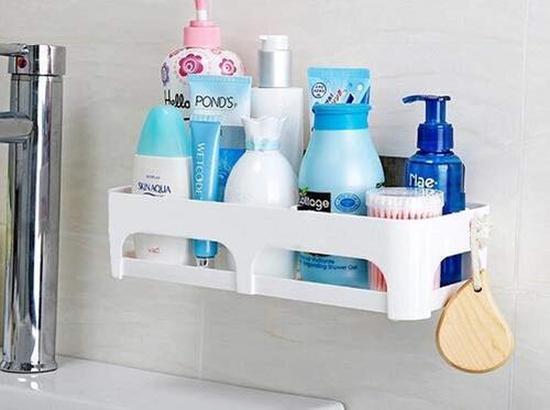 Multipurpose Wall Hanging Bathroom Shelf With Self Adhesive Magic Sticker