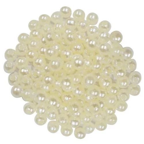 Light Yellow 10 Mm Plain And Polished Finished Round Plastic Pearl Beads 