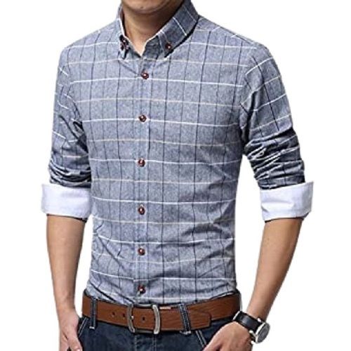 Checked Pattern Full Sleeve Pure Cotton Material Men'S Shirts Age Group: Above 18