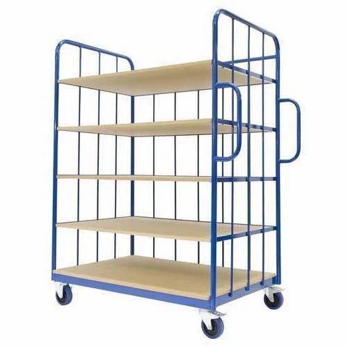 Four Caster And Five Shelve Polished Mild Steel Storage Trolley Application: Industrial