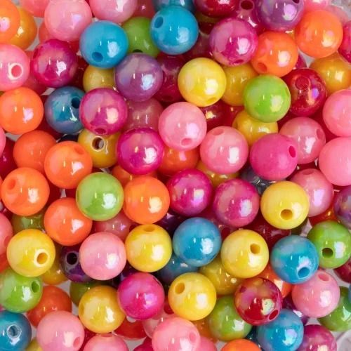 Plain And Polished Finished Round Colorful Plastic Beads