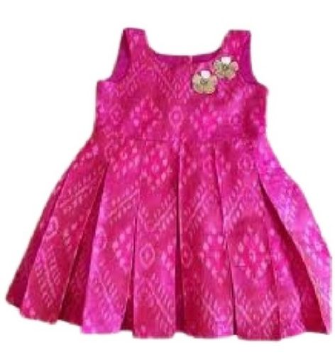 Pure Cotton Material Causal Wear Sleeveless Printed Pattern Kids Frock  Bust Size: 18 Inch (In)