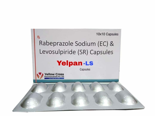 Rabeprazole सोडियम और लेवोसल्पीराइड कैप्सूल, 10x10 कैप्सूल