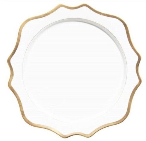 Metal White And Gold French Scroll Charger Plates