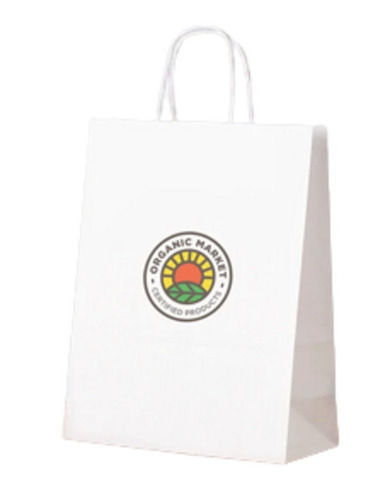 White 10X2X15 Inches 2 Kilograms Capacity Eco Friendly Printed Paper Carry Bag