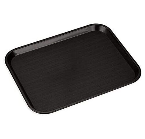 Black 2.8 Mm Thick Rectangular Plain Polished Finish Plastic Food Tray For Serving Use