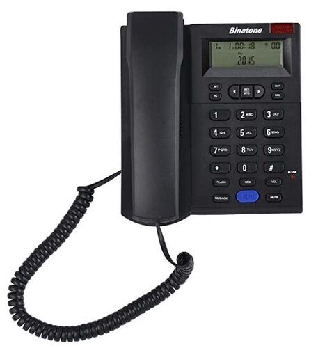 Black 21X19X6.8 Cm 550 Gram 2 Aaa Battery Polymer Body Landline Phone For Hotel Use