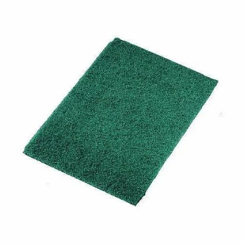 Green 9.3Mm Thick Rectangular Plain Nylon Scrubber Pad For Utensils Cleaning Use