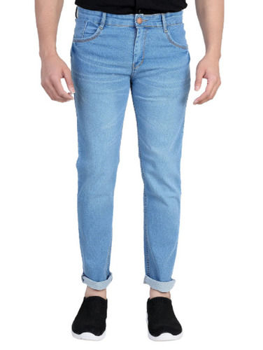 Casual Wear Slim Fit Skinny Anti Wrinkle Plain Dyed Denim Jean For Mens 