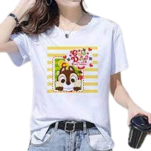 Ladies Causal Wear Half Sleeve White Printed Cotton T Shirt Gender: Male