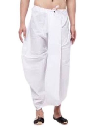 White Mens Causal Wear Plain Cotton Dhoti 