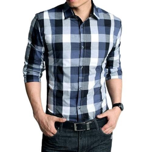 Mens Checked Full Sleeve Casual Wear Cotton Shirt Collar Style: Straight