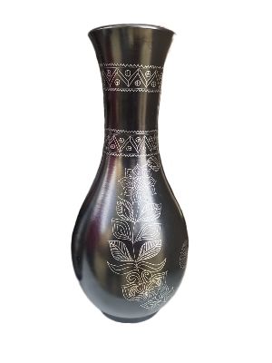 Black Polished Ceramic Flower Vase For Home Decor & Office