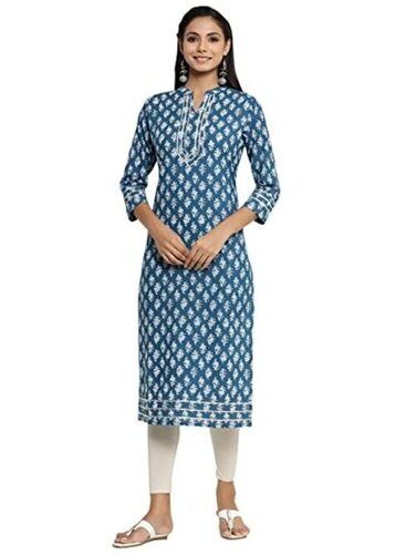 Skin Friendly 3/4th Sleeves Daily Wear Printed Designer Cotton Kurti