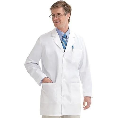 180 Gsm Washable Notched Lapel Full Sleeves Plain Cotton Doctor Uniform