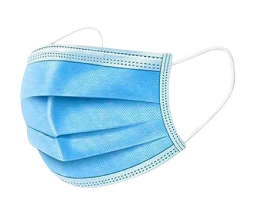 Free Size And Disposable 3 Ply PP Non-Woven Face Mask - 3 Layer Protection, Light Blue Color, Dust & Pollution Shield for Industrial Safety