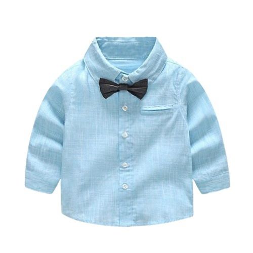 Kids Plain Sky Blue Full Sleeve Cotton Shirt