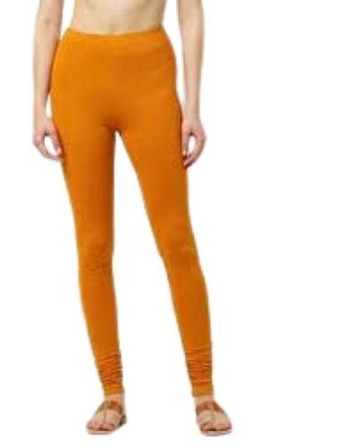 Indian Ladies Plain Yellow Cotton Casual Wear Leggings