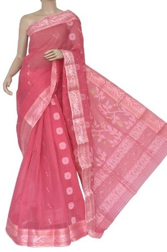 Summer Ladies Printed Pink Casual Wear Cotton Saree