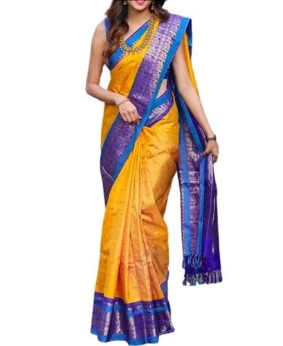 Warm Yellow & Blue Tissue Silk Saree With Zari Weaving at Rs 2799.00 |  Surat| ID: 2850491959662