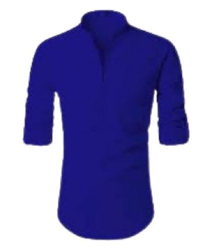 Mens Plain Full Sleeve Royal Blue Cotton Shirt