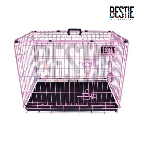 Powder Coated Pink Metal Folding Bestie Dog Cage