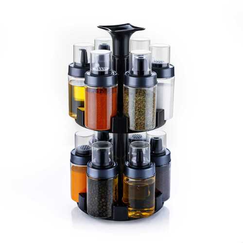 3 in 1 Revolving Spice Rack Jar Set Pack of 6 Pieces