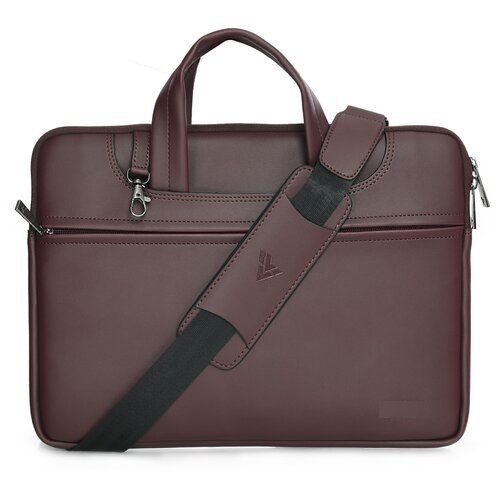 Brown Adjustable Straps Waterproof And Scratch Resistance Artificial Leather Laptop Bag