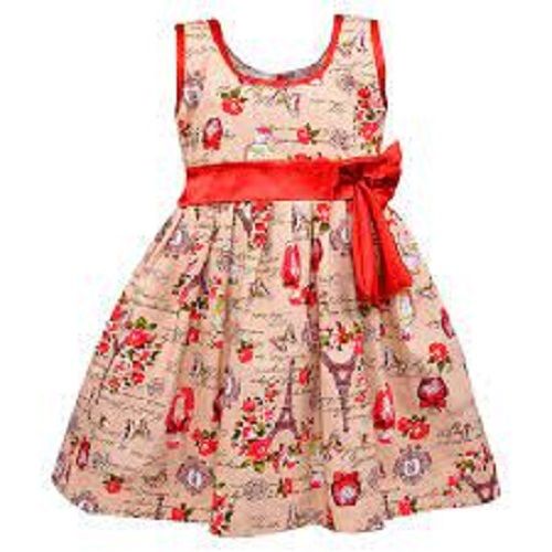 Girl Printed Sleeveless Cotton Stain Frock Age Group: 2-5