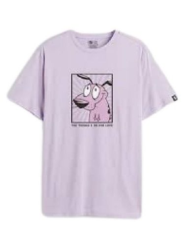 Light Purple Mens Round Neck Short Sleeve Printed T-Shirt