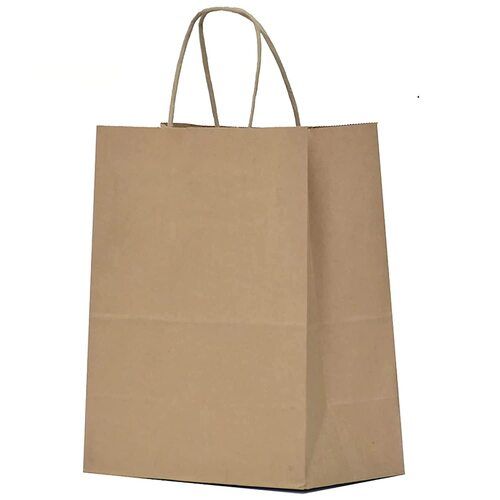  प्लेन ब्राउन कलर पेपर शॉपिंग बैग 