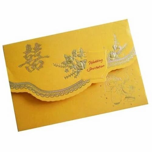 Rectangular And Handmade Printed Paper Designer Wedding Card