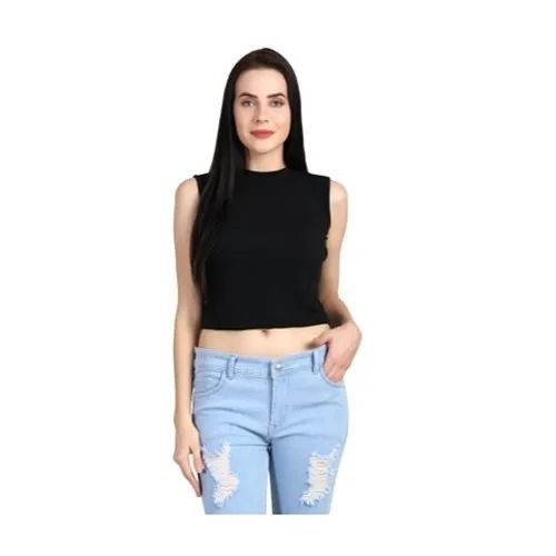 Brown Patch Tie Knot Crop Shirt Top